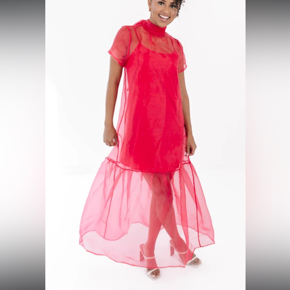 Red Tulle Maxi Dress